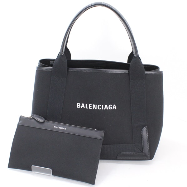 バレンシアガ ネイビーカバ S ハンドバッグ トートバッグ 黒 ブラック キャンバス レザー レディース メンズ 339933 BALENCIAGAロゴ 軽量 便利 ブランド 定番 人気 プレゼント ギフト