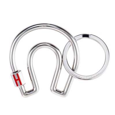 HERMES エルメス Porte-cles Fer a Cheval フェール ア シュヴァル H077329FJ1L キーリング キーホルダー ホースシュー シルバー レッド【中古】
