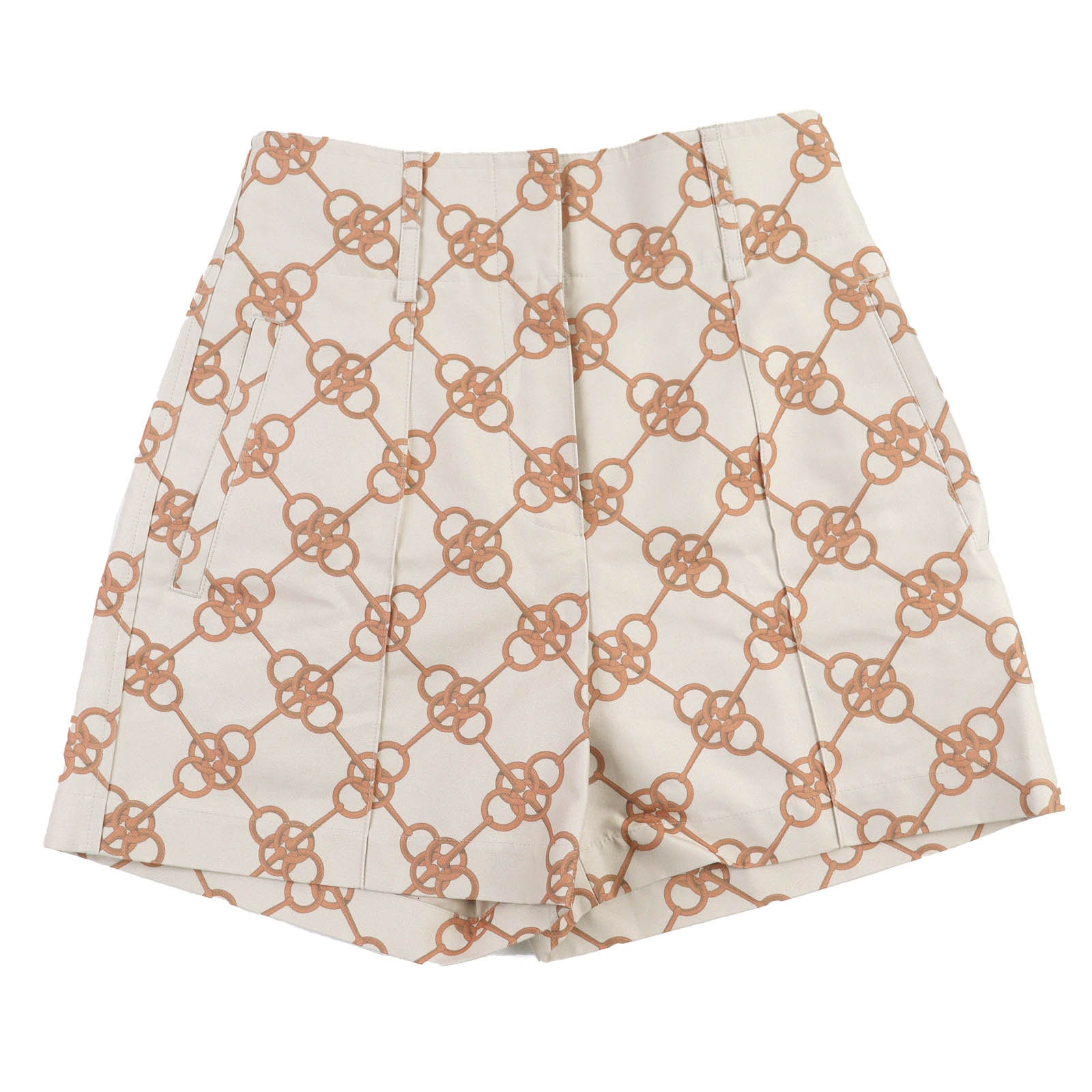 極美品 エルメス 総柄 ショートパンツ ベージュ 34 2E0456DX