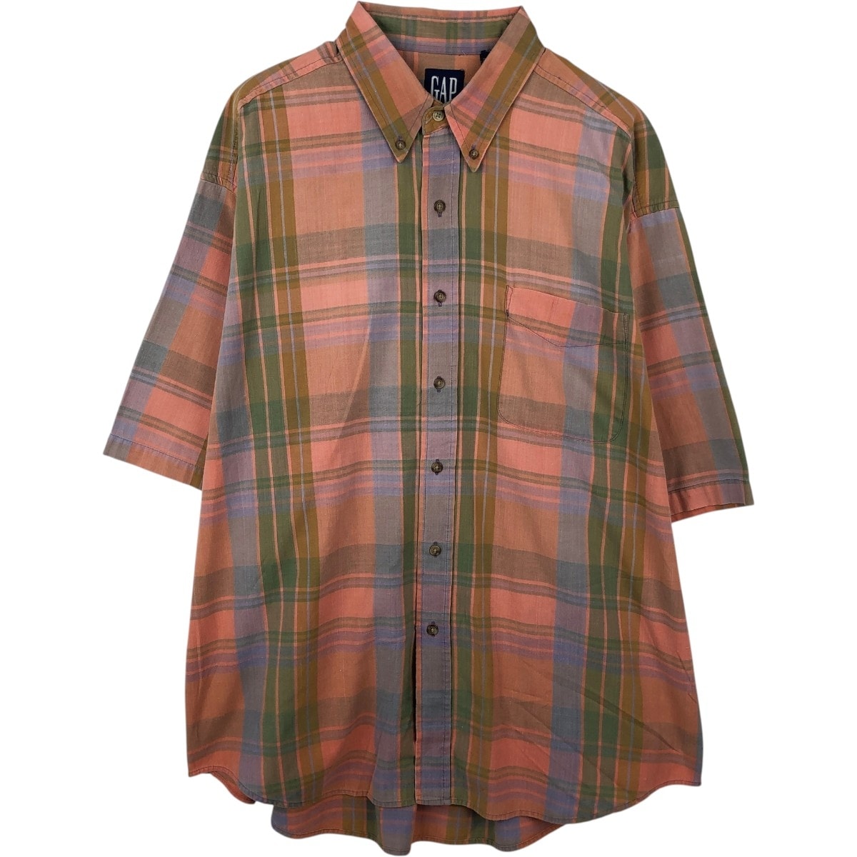 古着 90年代 ギャップ GAP オールドギャップ 半袖 ボタンダウン チェックシャツ メンズXL相当 ヴィンテージ/eaa670694