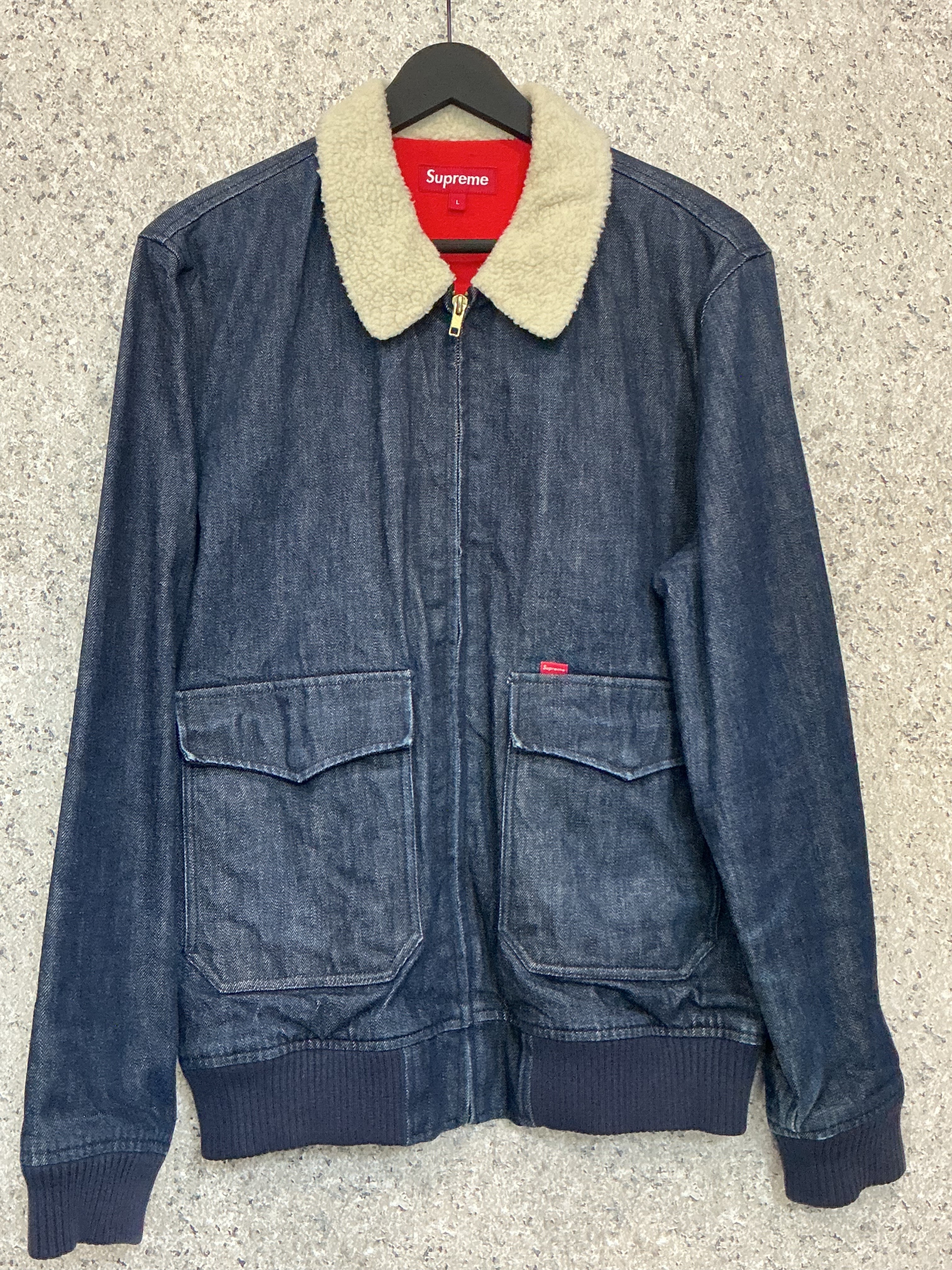 Supreme 10AW Shearling Collar Denim Bomber Jacket
