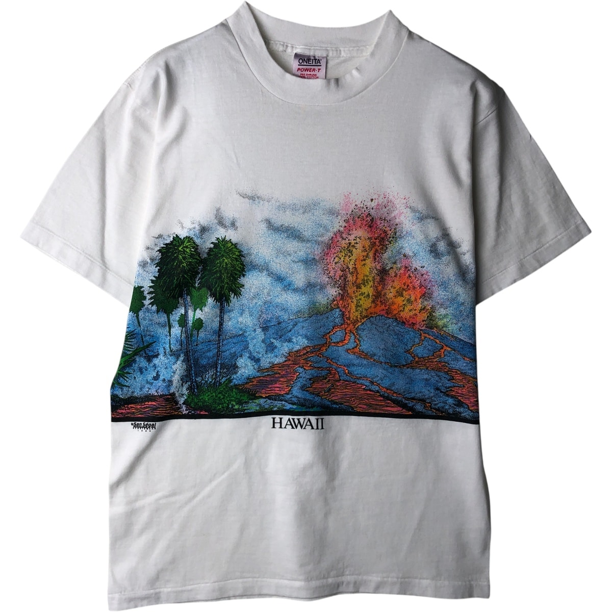 古着 80年代 オニータ ONEITA POWER-T San Segal Hawaii サン セガール ハワイ 大判プリント プリントTシャツ USA製 メンズL相当/eaa617525