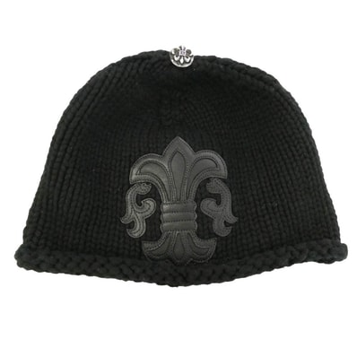 CHROME HEARTS クロムハーツ(原本無) 修理保証確認書付属 BS FLARE BEANIE BSフレアパッチ付き ビーニー ニットキャップ 帽子 ブラック系【中古】