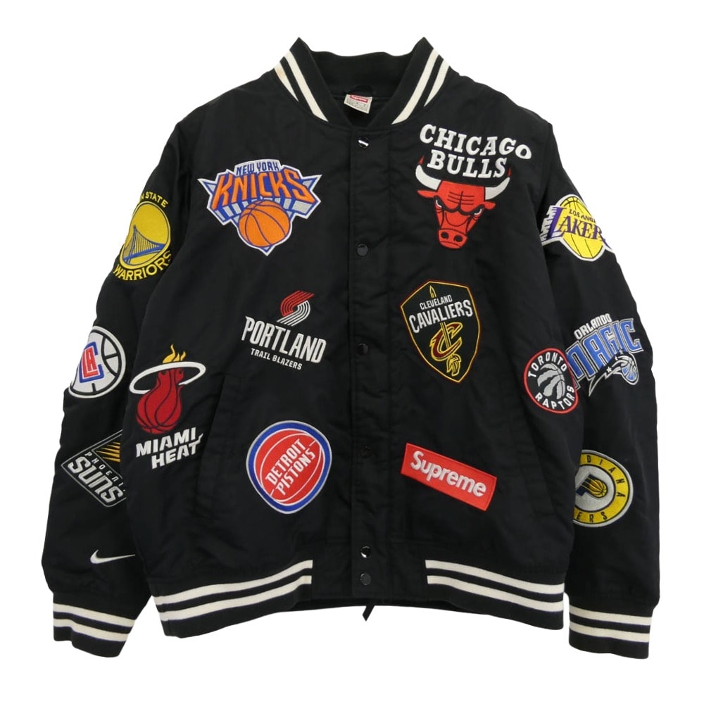 Supreme シュプリーム ジャケット 18SS NIKE ナイキ NBA Teams Warm-Up Jacket ウォームアップ ジャケット ブルゾン スタジャン ブラック系 L【中古】