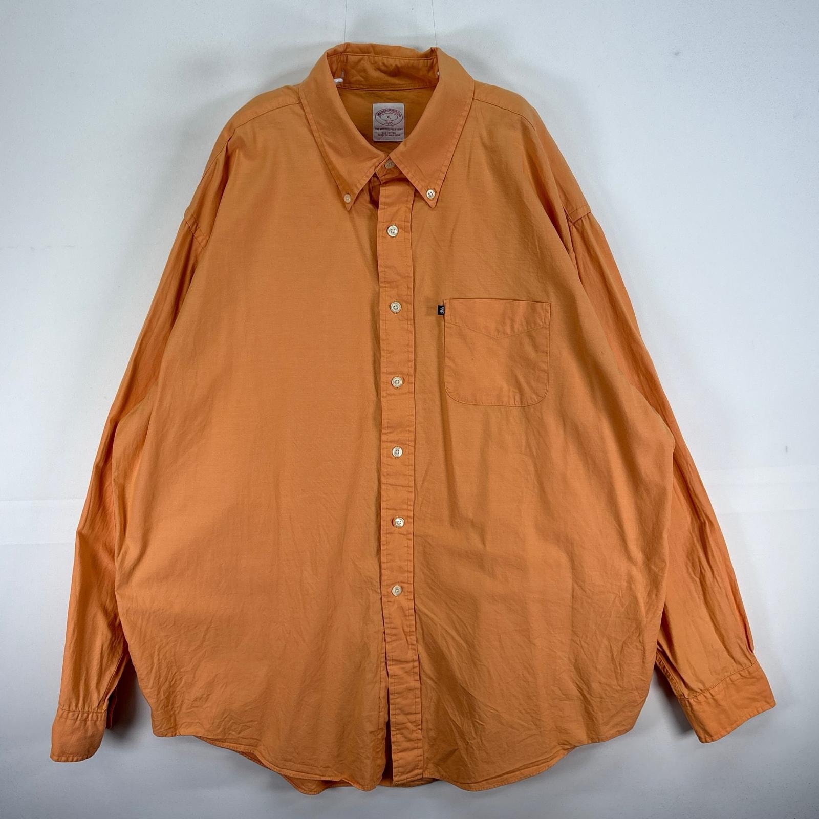 古着 ブルックスブラザーズ Brooks Brothers 長袖シャツ 346 ボタンダウン 胸ポケ XL オレンジ系 無地 メンズ