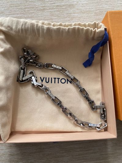 Louis Vuitton Monogram Chain Necklace "Silver"