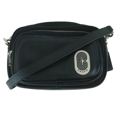 COACH コーチ M1947-91066 Cロゴ 裏地ナイロン 花柄 レザー ウエスト ポーチ ショルダー バッグ ブラック系【中古】
