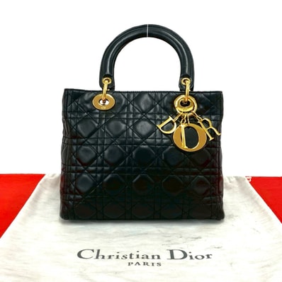 Christian Dior ディオール レディディオール カナージュ ラムスキン ハンドバッグ ブラック
17068