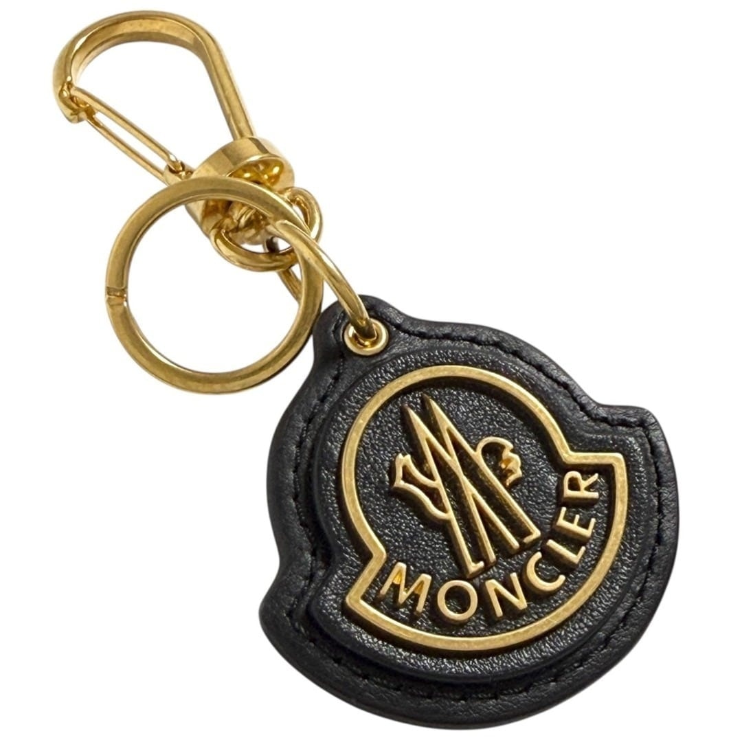 モンクレール メンズ ロゴ キーホルダー キーリング チャーム レザー 黒