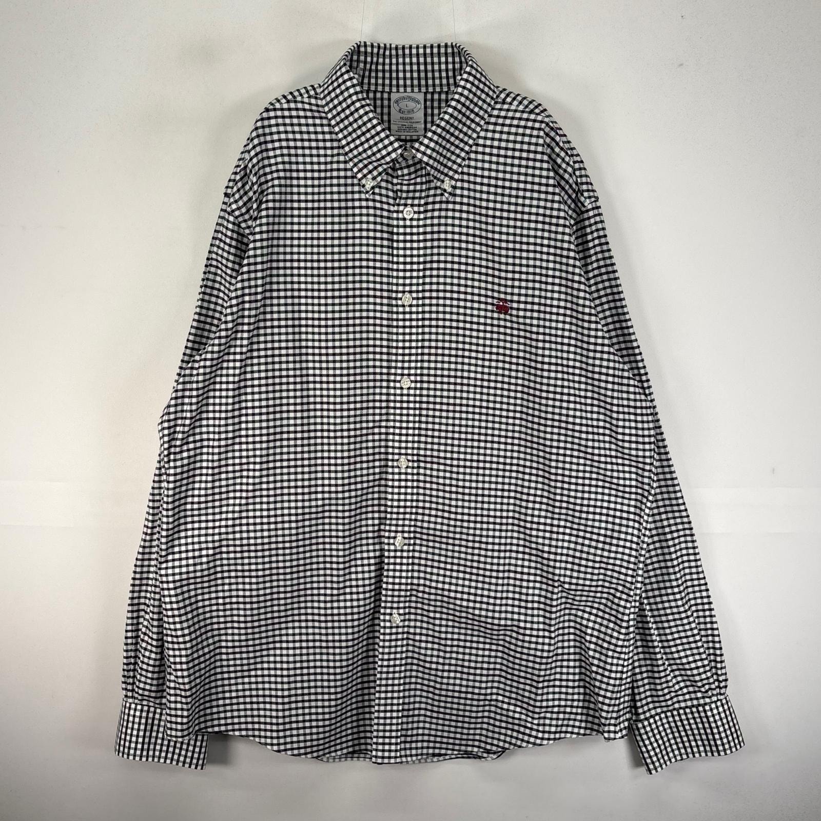 古着 ブルックスブラザーズ Brooks Brothers 長袖シャツ ワンポイント 刺繍ロゴ L  ホワイト系 チェック メンズ