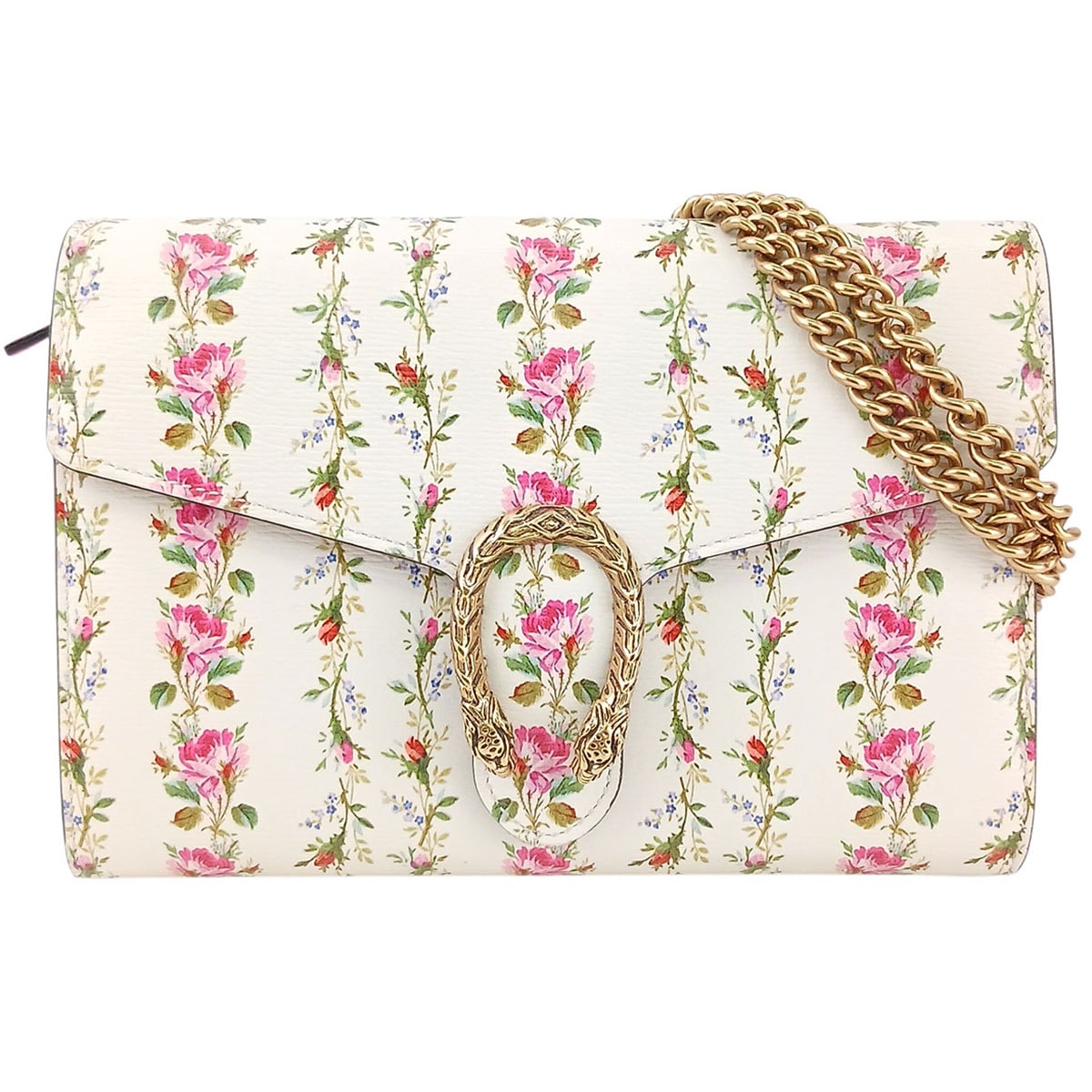 GUCCI グッチ ディオニュソス フラワープリント チェーンショルダーバッグ ショルダーバッグ 401231 レザー ホワイト  レディース【中古】