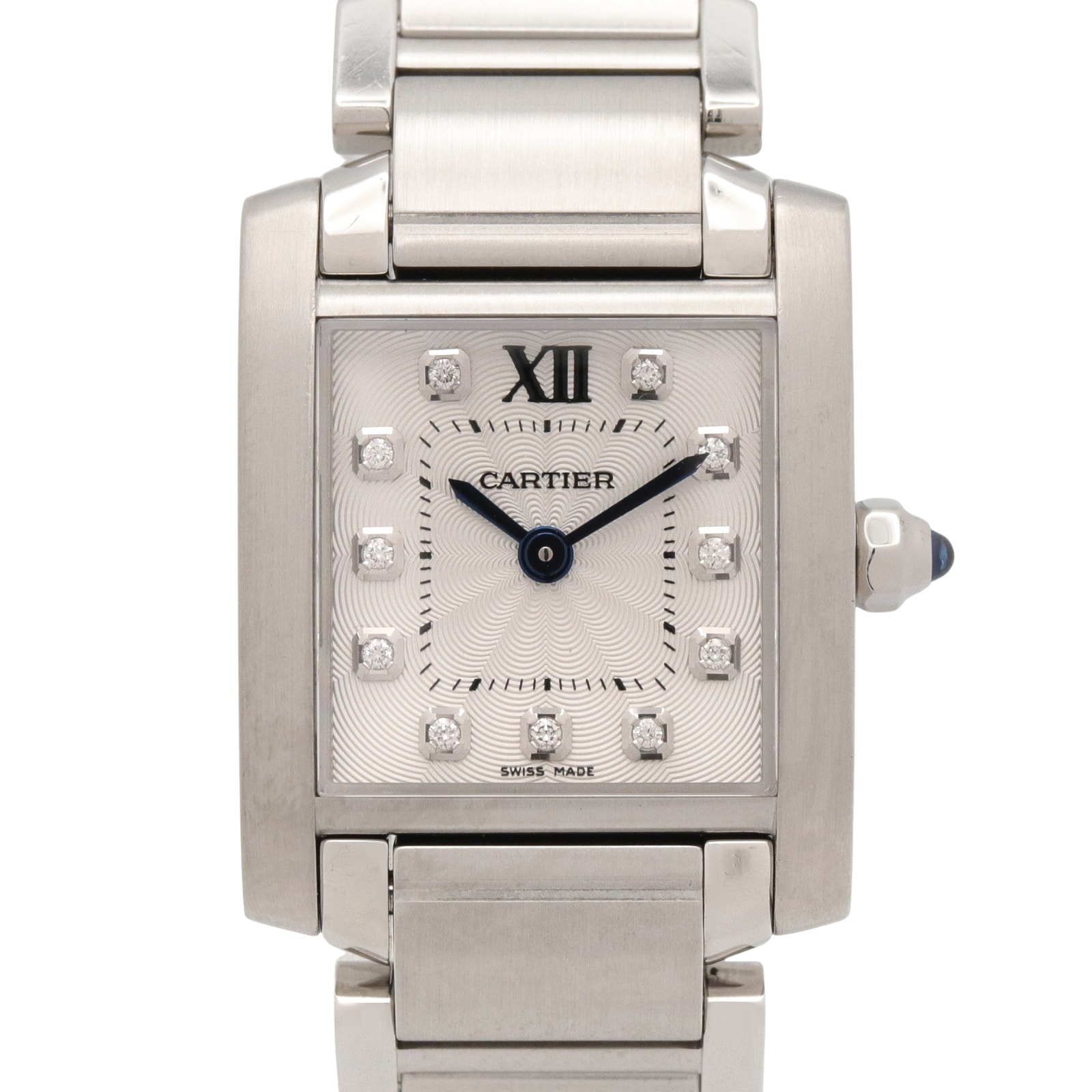 カルティエ CARTIER タンクフランセーズ SM 11Pダイヤ 腕時計 時計 ステンレススチール ダイヤモンド レディース シルバー系 WE110006 【中古】