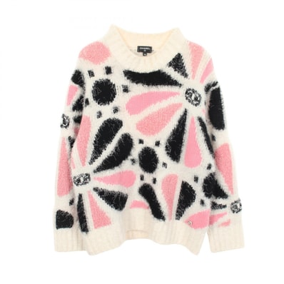シャネル CHANEL ココマーク 花柄 ニット 衣料品 トップス カシミヤ シルク レディース ホワイト系 / ピンク系 / ブラック系 P76108K10960 【中古】
