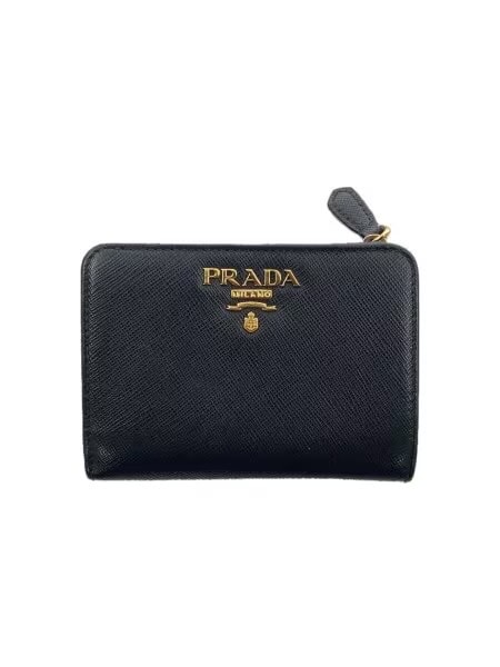 PRADA Small Saffiano Leather Wallet "Black/Hibiscus"