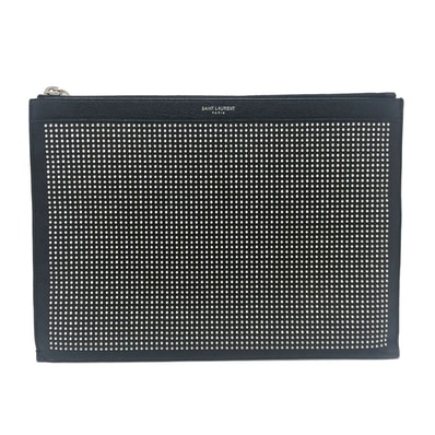 サンローラン Saint Laurent スタッズ フラット セカンドバッグ カバン レザー クラッチバッグ レザー ブラック