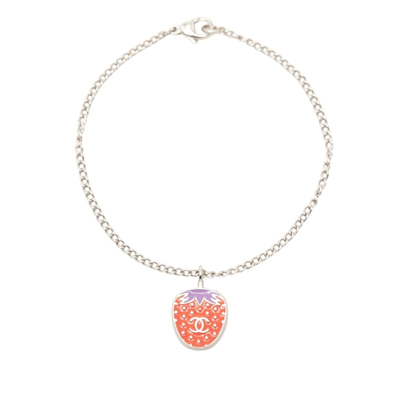 シャネル ココマーク イチゴモチーフ ストロベリー チェーン ブレスレット シルバー ピンク パープル メタル レディース CHANEL 【中古】