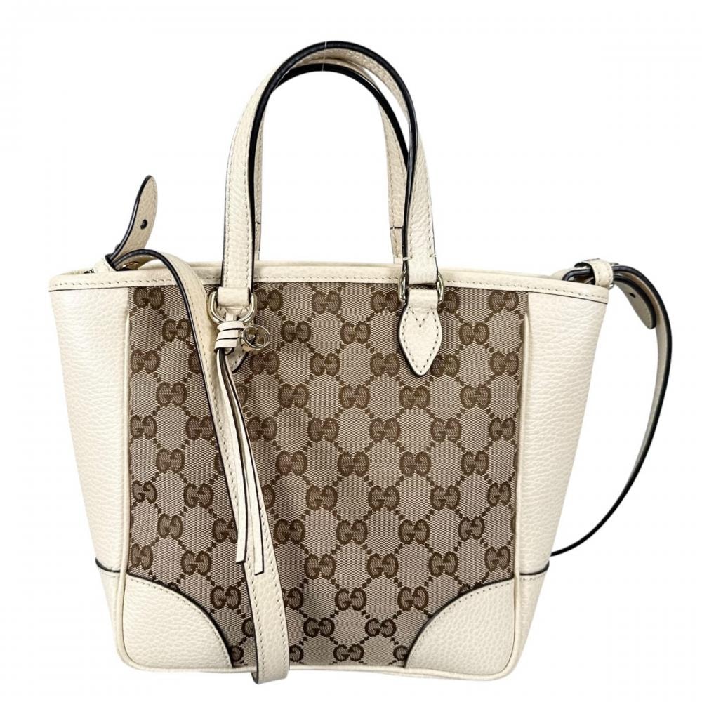 GUCCI グッチ ショルダーバッグ 2WAY GGチャーム 斜め掛け 449241 GGキャンバス ホワイト 白 ゴールド金具 レディース 美品【中古品】