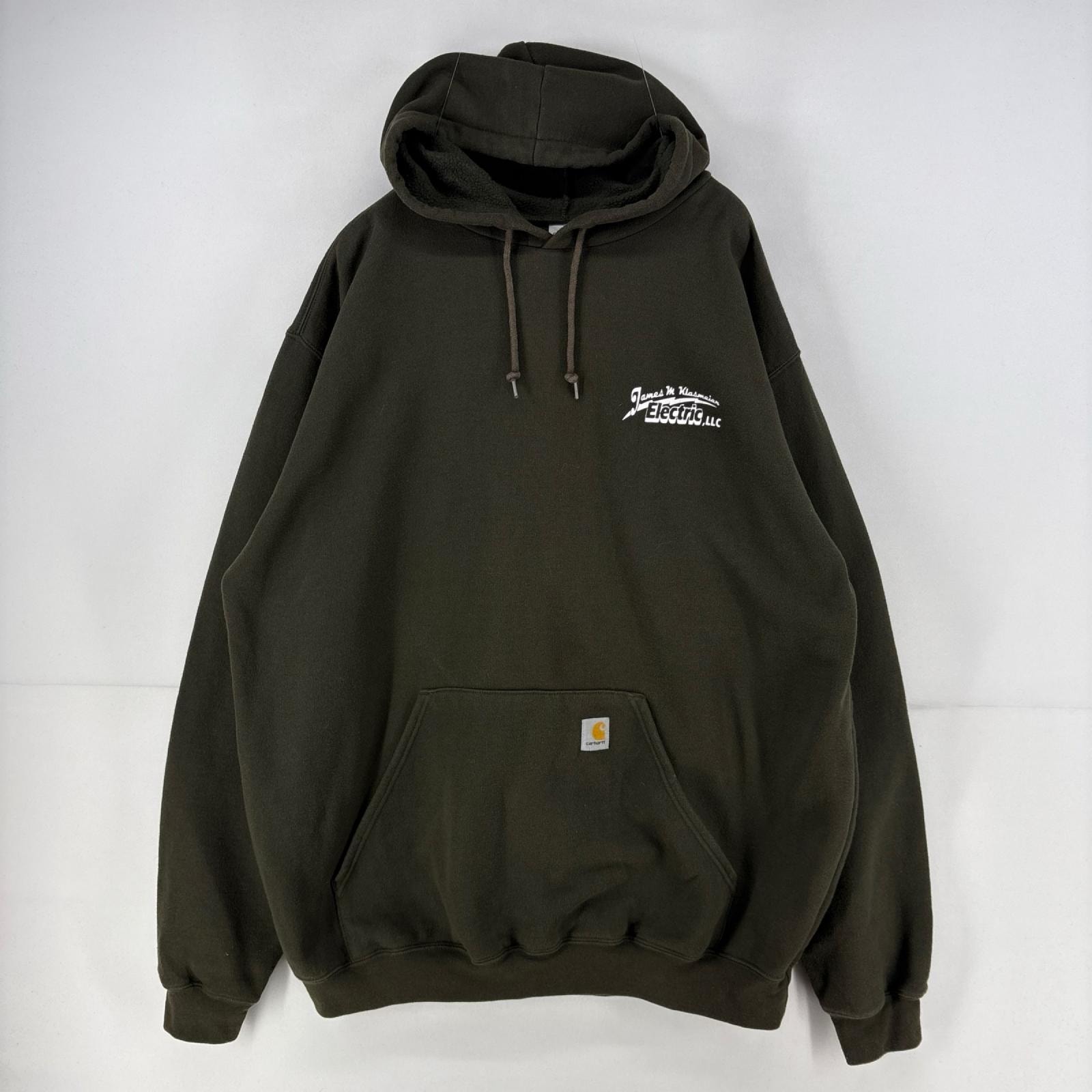 古着 カーハート Carhartt パーカー ロゴ プリント スウェット バックプリント 大きいサイズ グリーン XL  グリーン系 メンズ