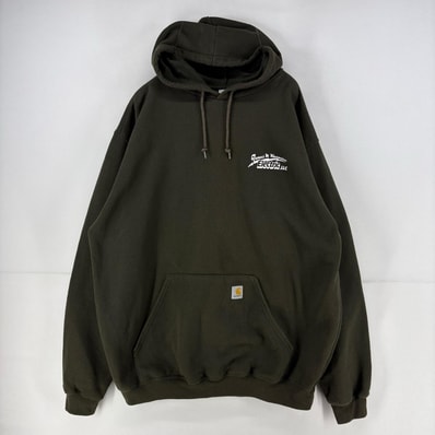 古着 カーハート Carhartt パーカー ロゴ プリント スウェット バックプリント 大きいサイズ グリーン XL グリーン系 メンズ