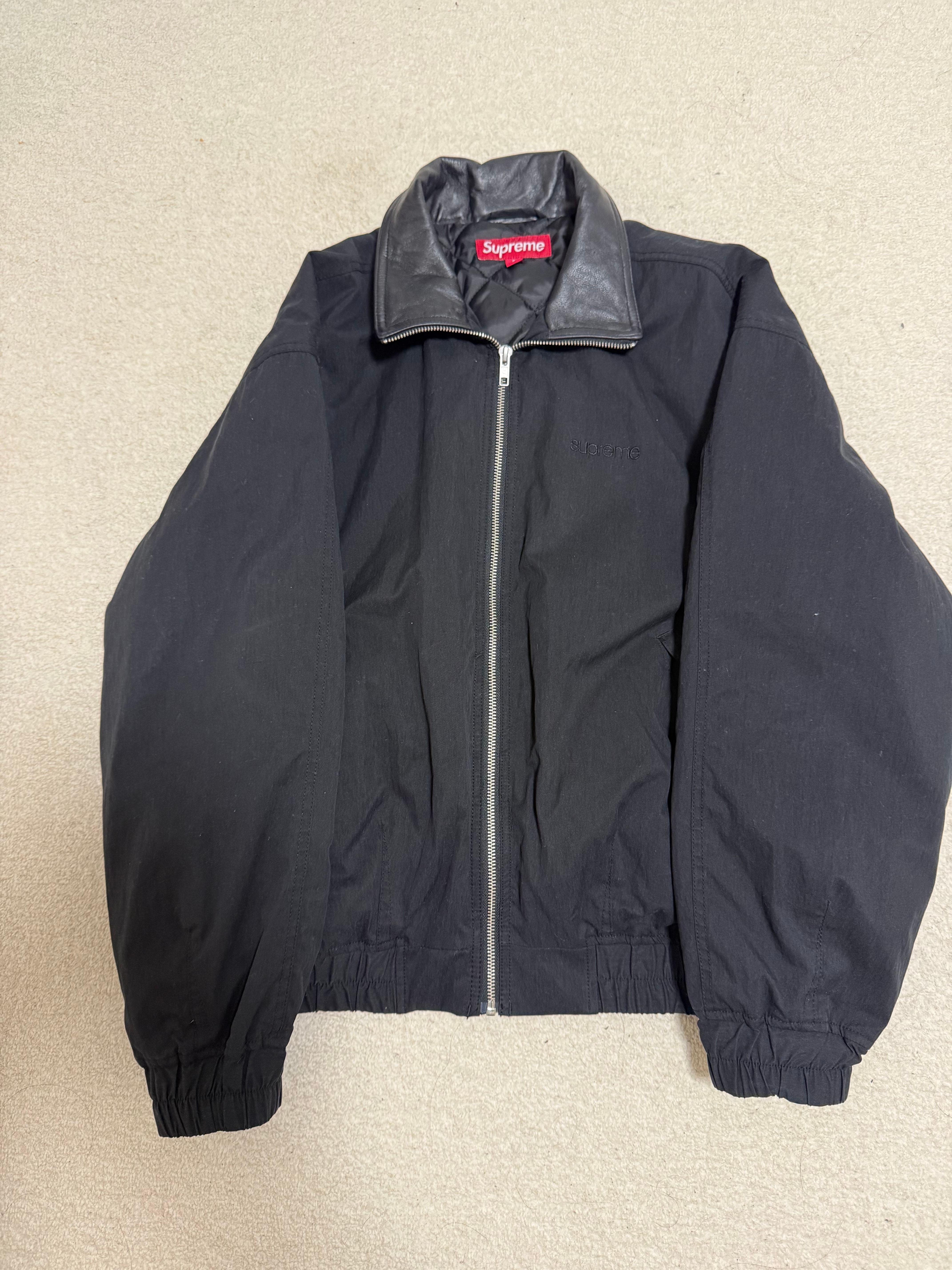 Supreme Leather Collar Utility Jacket "Black"