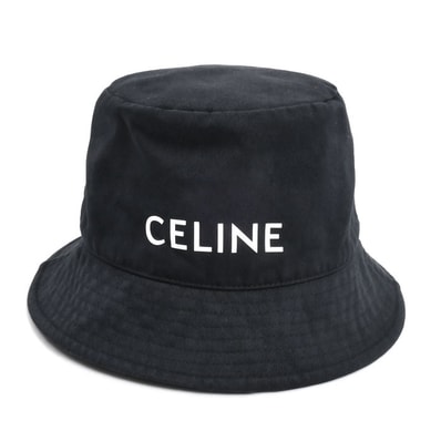 CELINE セリーヌ ロゴプリント ハット ブラック 2AU5B968P M レディース【中古】
