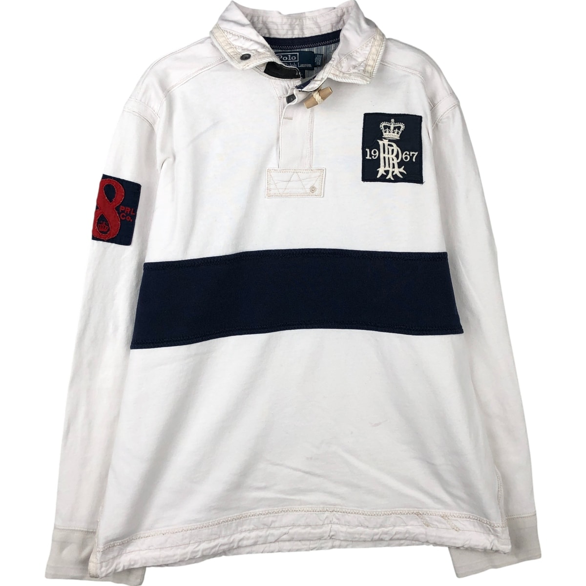 古着 ラルフローレン Ralph Lauren POLO by Ralph Lauren CUSTOM FIT 星条旗柄 長袖 ラガーシャツ メンズXL相当/eaa458142