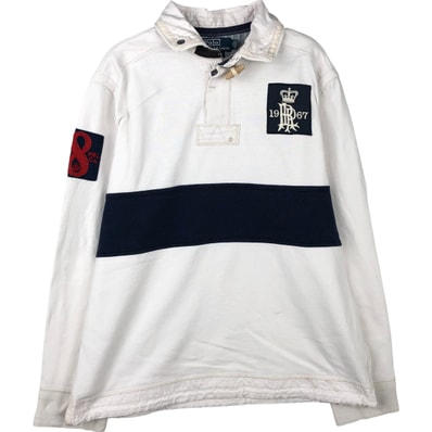 古着 ラルフローレン Ralph Lauren POLO by Ralph Lauren CUSTOM FIT 星条旗柄 長袖 ラガーシャツ メンズXL相当/eaa458142