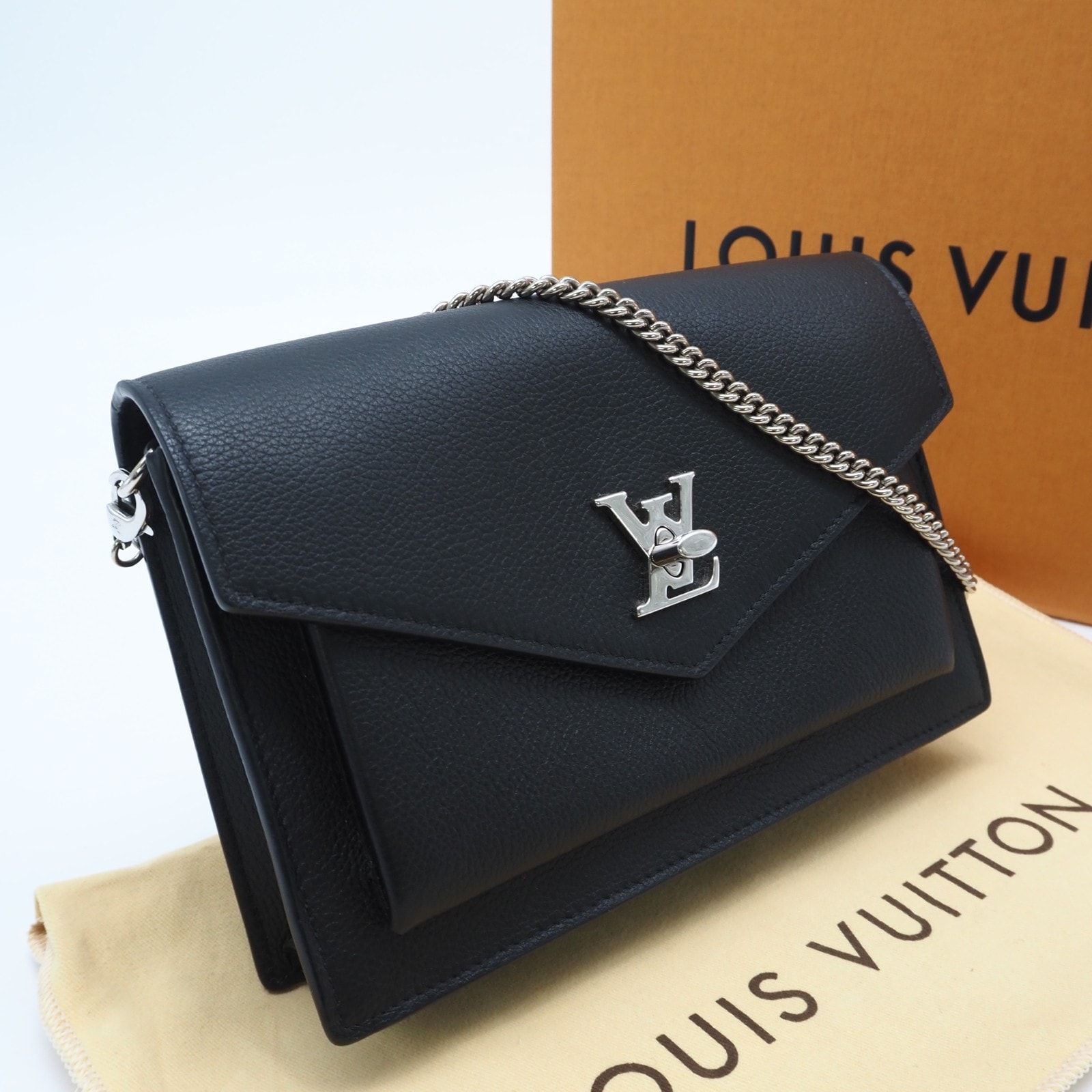 美品 LOUIS VUITTON ルイ・ヴィトン ポシェット ロックミー チェーン M63471 ショルダーバッグ ブラック シルバー カーフレザー レディース