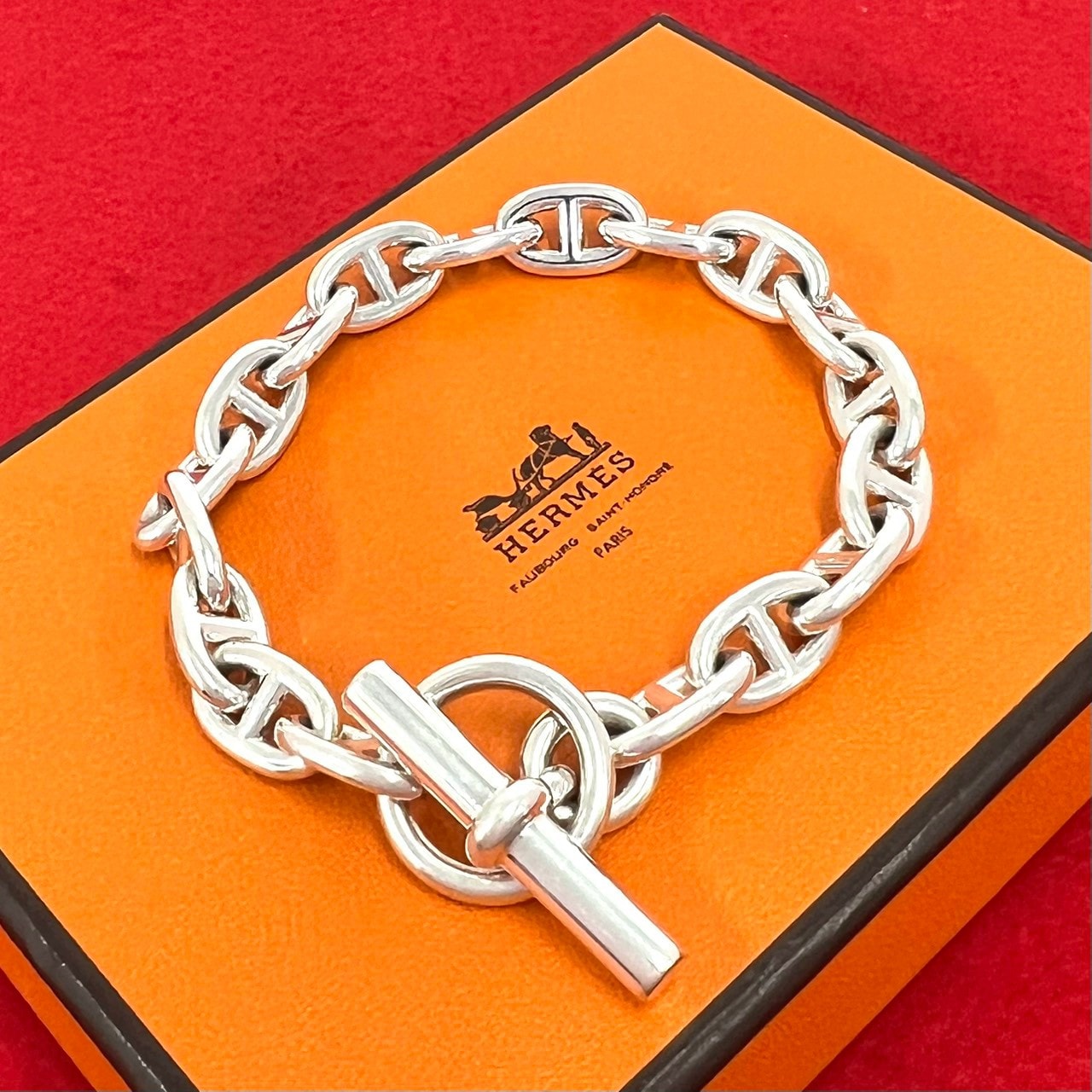 HERMES エルメス シェーヌダンクル MM 18コマ ブレスレット シルバー925 ブレスレット シルバー
 380-8