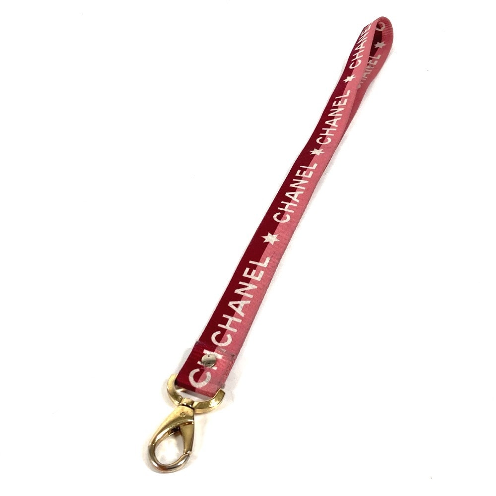 シャネル CHANEL ロゴ ネックストラップ 01P アクセサリー ストラップ キャンバス ピンク