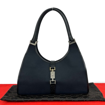 GUCCI グッチ ジャッキー 金具 キャンバス レザー トートバッグ ブラック
96305