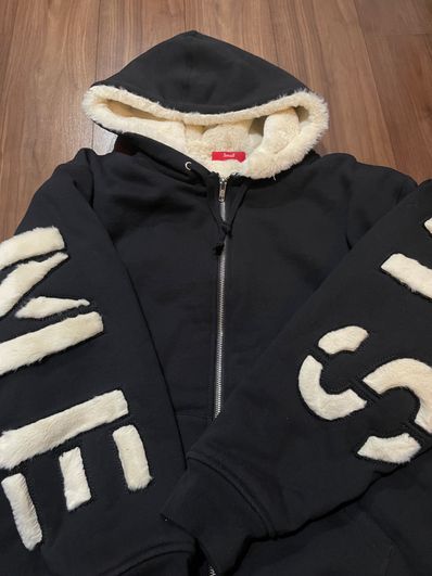 Supreme Faux Fur Lined Zip Up Hooded Sweatshirt "Black"