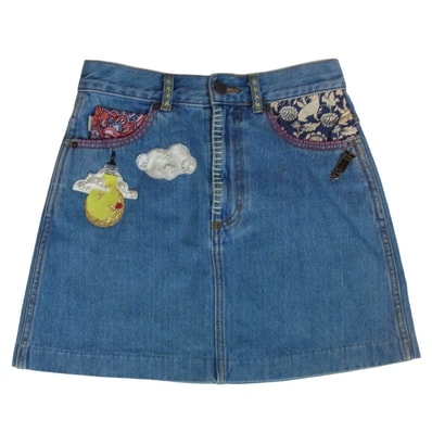 MARC JACOBS マークジェイコブス スカート バッジ ワッペン デニム スカート ブルー系 25【中古】