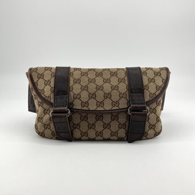 GUCCI(グッチ) GGキャンバス / レザー 145851 ウエストバッグ ベージュ×ダークブラウン