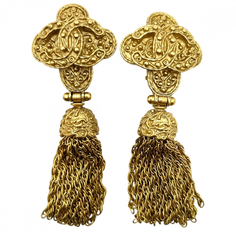 CHANEL シャネル イヤリング ココマーク アクセサリー ココ フリンジ ヴィンテージ ゴールド GP 94A レディース 約49g 1994年【中古品】
