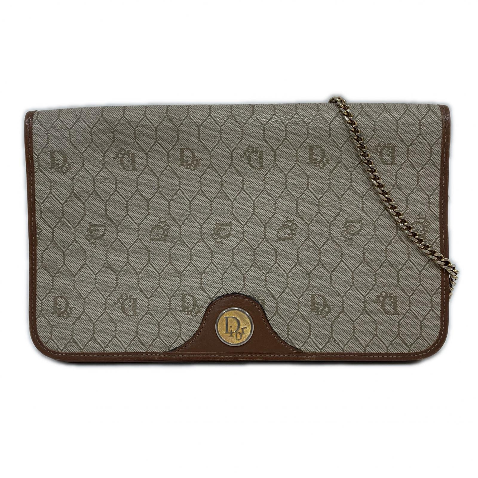 Christian Dior クリスチャンディオール ハニカム柄 チェーン ショルダーバッグ ベージュ