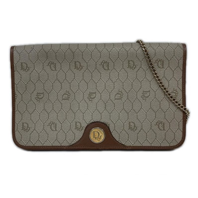 Christian Dior クリスチャンディオール ハニカム柄 チェーン ショルダーバッグ ベージュ