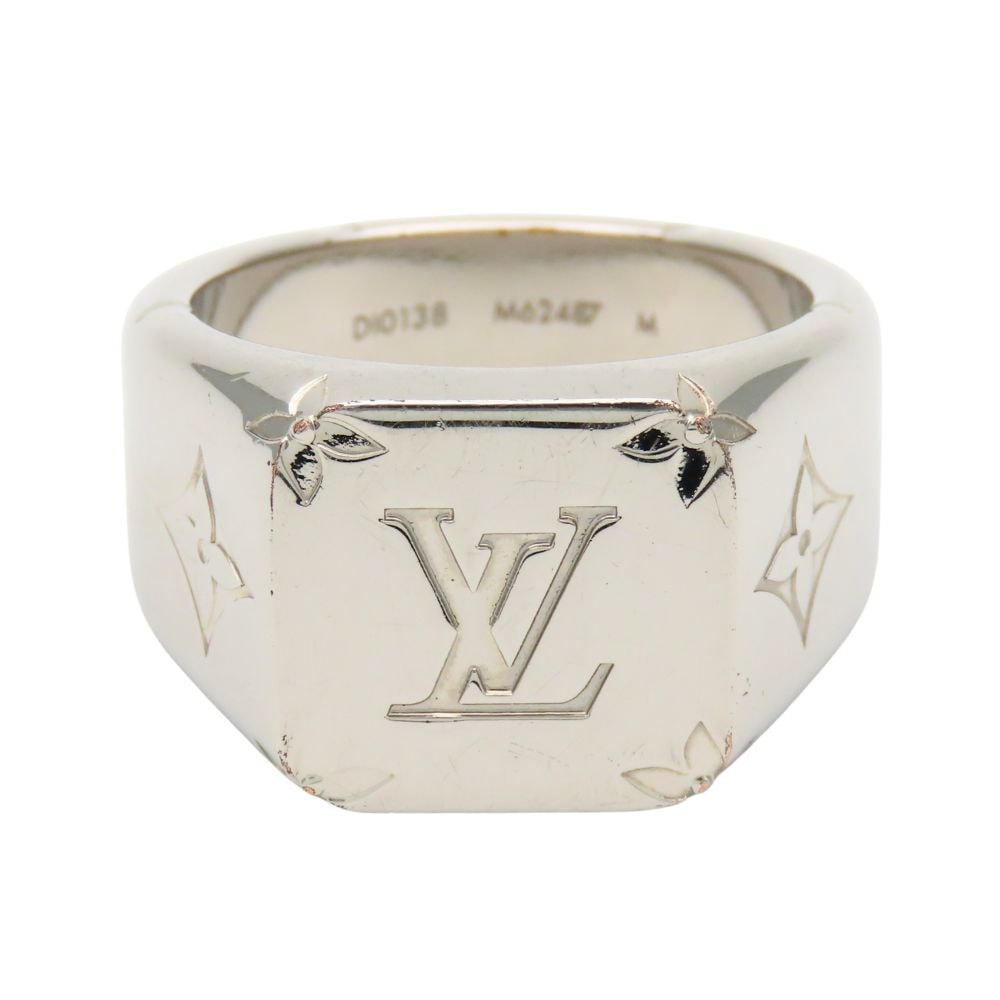【中古】 ルイ・ヴィトン リング・指輪 シグネットリング M62487 モノグラム メタル シルバー メッキ アクセサリー メンズ 男性 LOUIS VUITTON