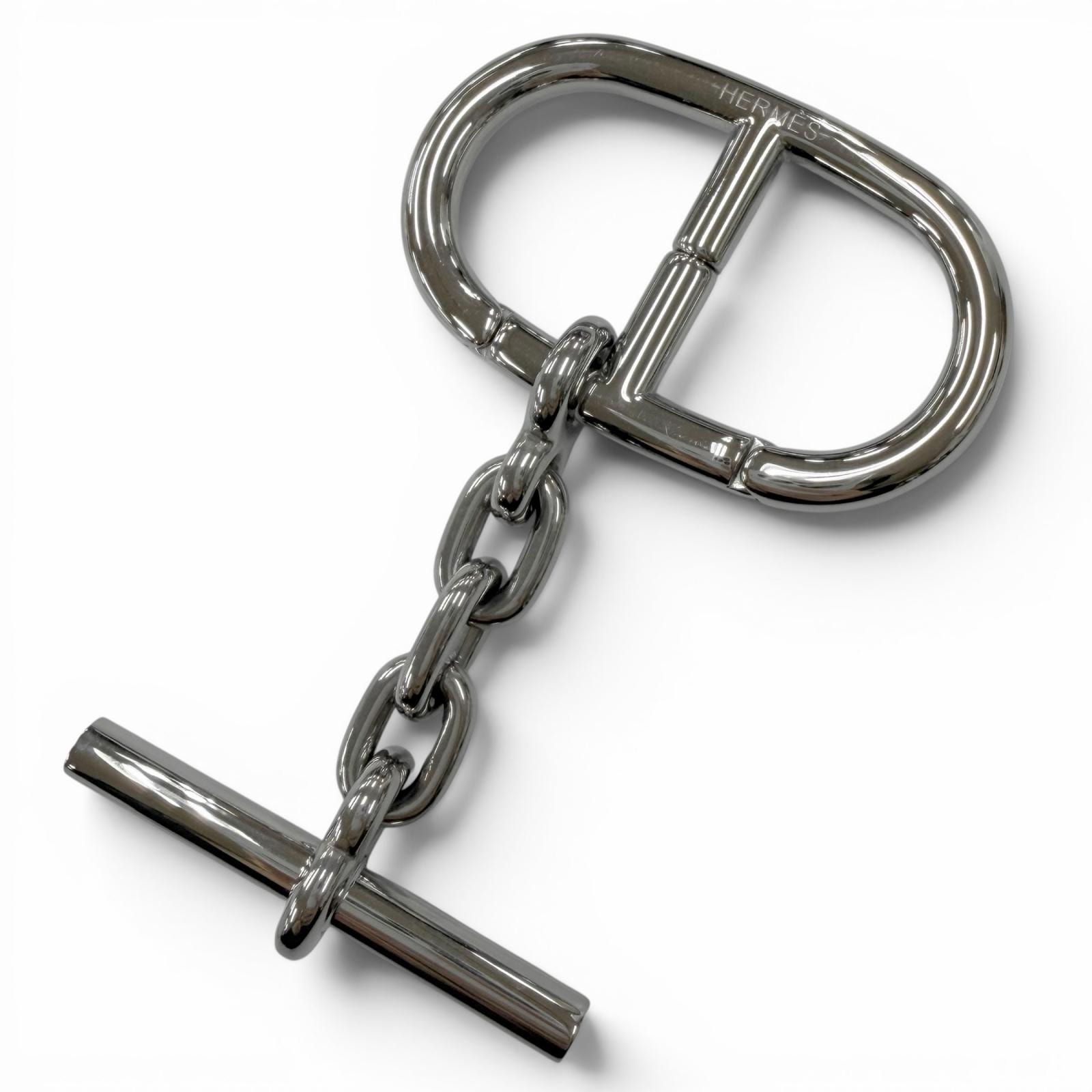 極美品 エルメス キーホルダー シルバー メンズ