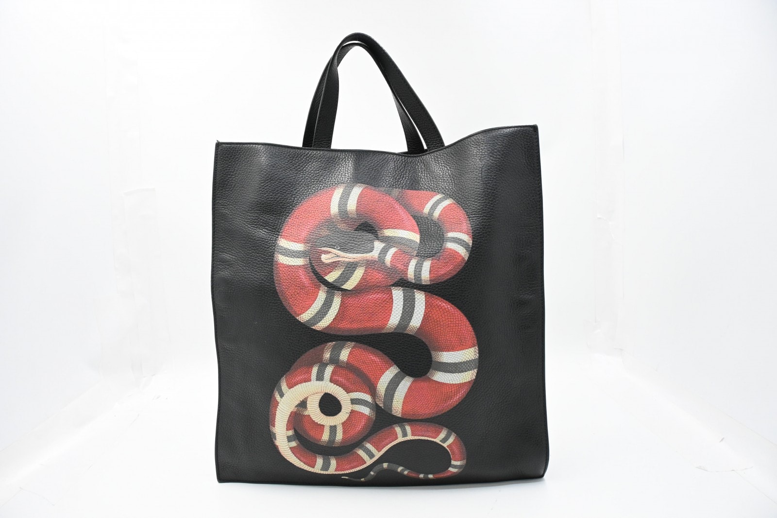 グッチ スネークプリント レザー トートバッグ ブラック 450950