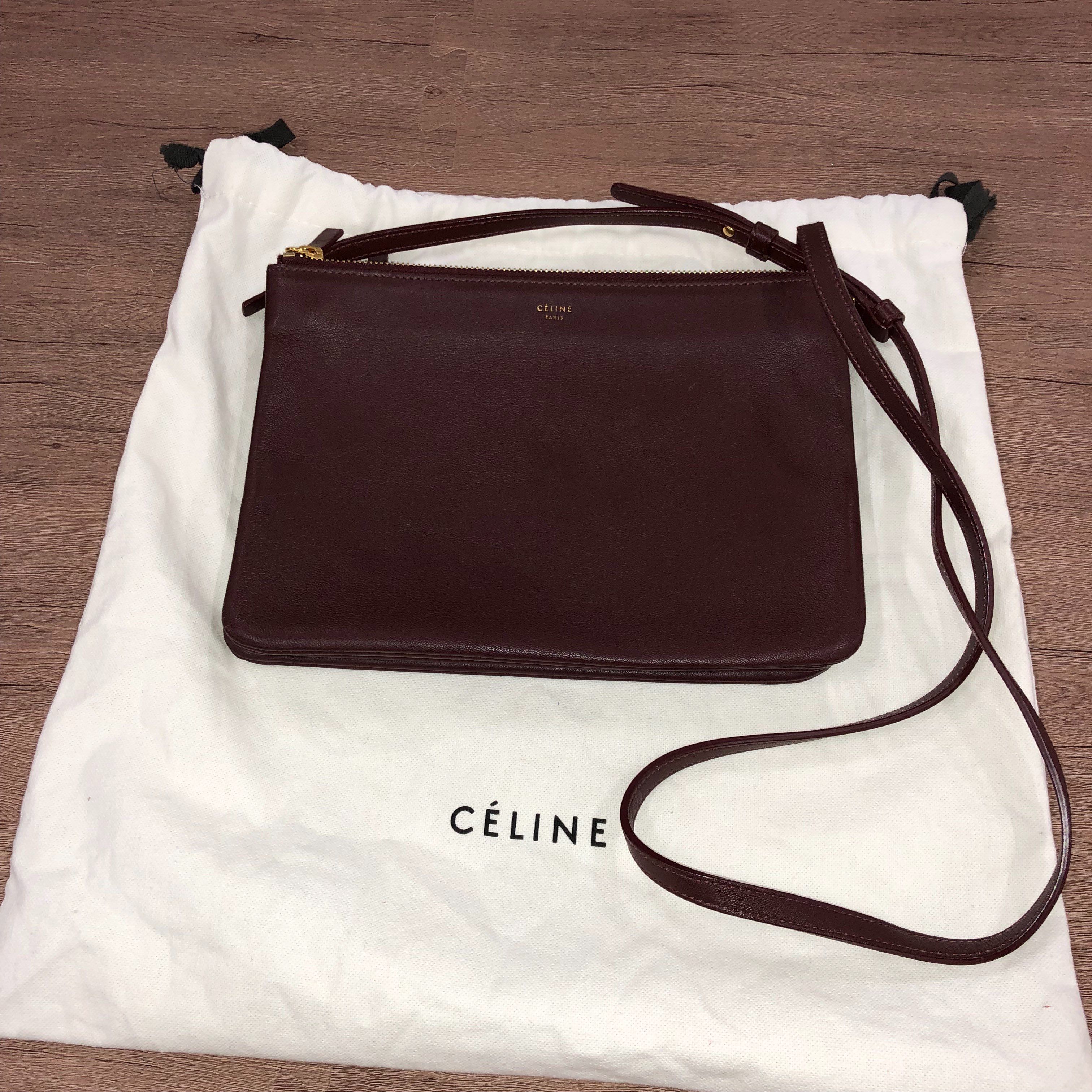 セリーヌ トリオ ラージ ショルダー ボルドー