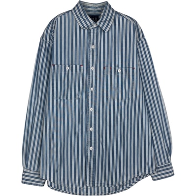 古着 90年代 ギャップ GAP オールドギャップ 長袖 コットンストライプシャツ カナダ製 メンズS相当 ヴィンテージ/eaa646603