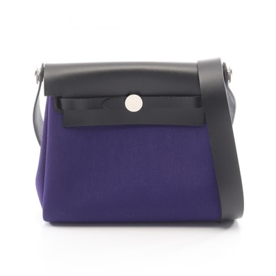 エルメス HERMES エールバッグジップ ミニ ショルダーバッグ バッグ キャンバス レザー トワルミリタリー / ヴァッシュハンター トワルミリタリー レディース パープル系 / ブラック系 【中古】