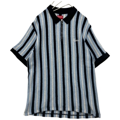 Supreme シュプリーム 2022SS open knit stripe zip polo Lサイズ RN101837 ブルー×ホワイト