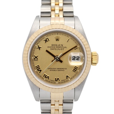 ロレックス ROLEX デイトジャスト Y番 腕時計 時計 K18(イエローゴールド) ステンレススチール レディース ゴールド系 シャンパン/ローマ 79173 【中古】