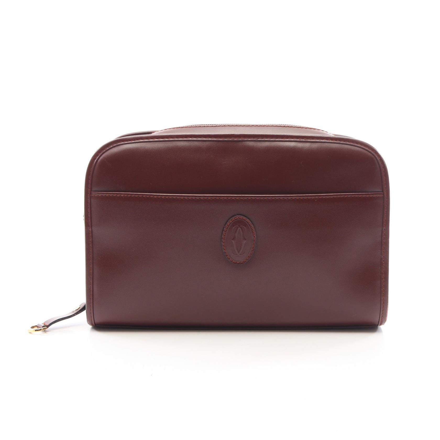 カルティエ CARTIER マストライン セカンドバッグ クラッチバッグ バッグ レザー レディース ボルドー系 【中古】