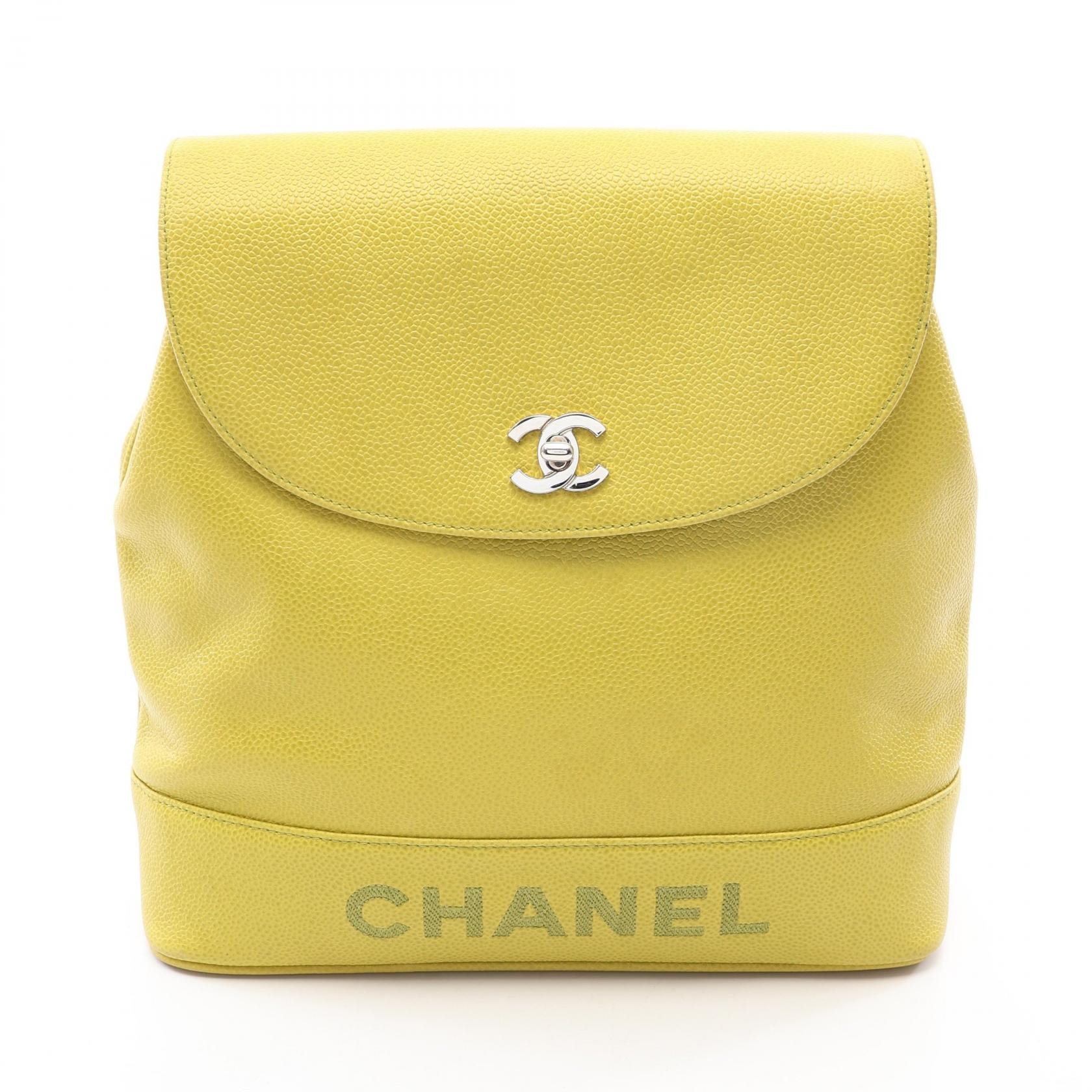 シャネル CHANEL ココマーク リュックサック バックパック バッグ キャビアスキン(グレインドカーフ) レディース イエロー系 【中古】
