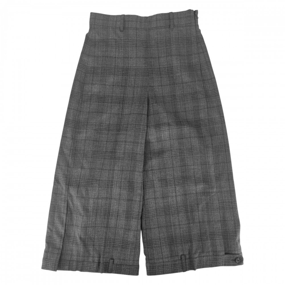BALENCIAGA バレンシアガ パンツ チェック ボトムス ワイドパンツ 服 34 769023 グレー ブラック金具 ウール    レディース 美品【中古品】