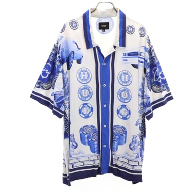 HUF ハフ 車 カジノ柄 半袖 オープンカラーシャツ XL ホワイト