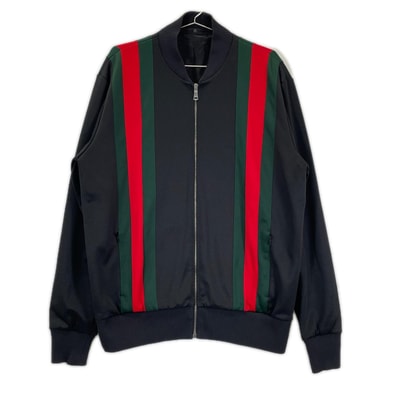 グッチ 493659 ウェブライン テクニカルジャージー フルジップ トラックボンバージャケット XL